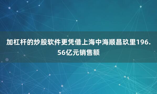 加杠杆的炒股软件更凭借上海中海顺昌玖里196.56亿元销售额